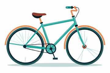 Fototapeta premium Teal Bicycle with Brown Saddle and Orange Tires