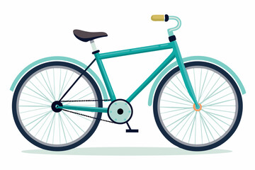 Fototapeta premium Teal Bicycle with Black Seat and Brown Handlebars