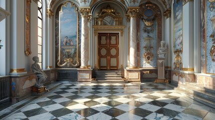 Fototapeta premium Luxurious Baroque Revival Interior. Opulent and Elegant Design Concept