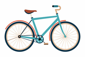 Fototapeta premium A Single Blue Bicycle with Brown Saddle and Handlebars