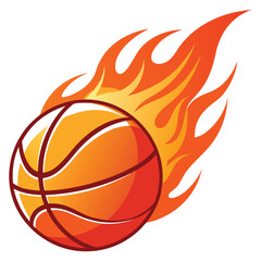 Flaming basketball ball on fire.