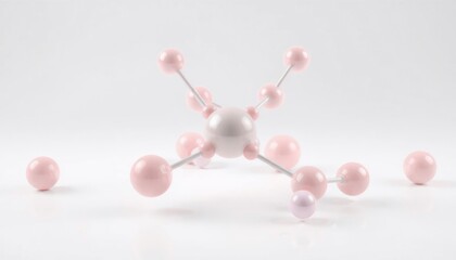 high-definition molecular model with interconnected spheres in soft pastel colors displayed against a clean white background conveying elegance and modernity