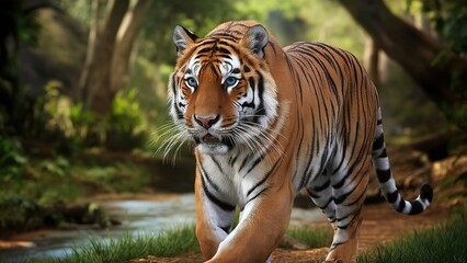 Obraz premium Wild royal bengal tiger in nature habitat of Ranthambhore National Park