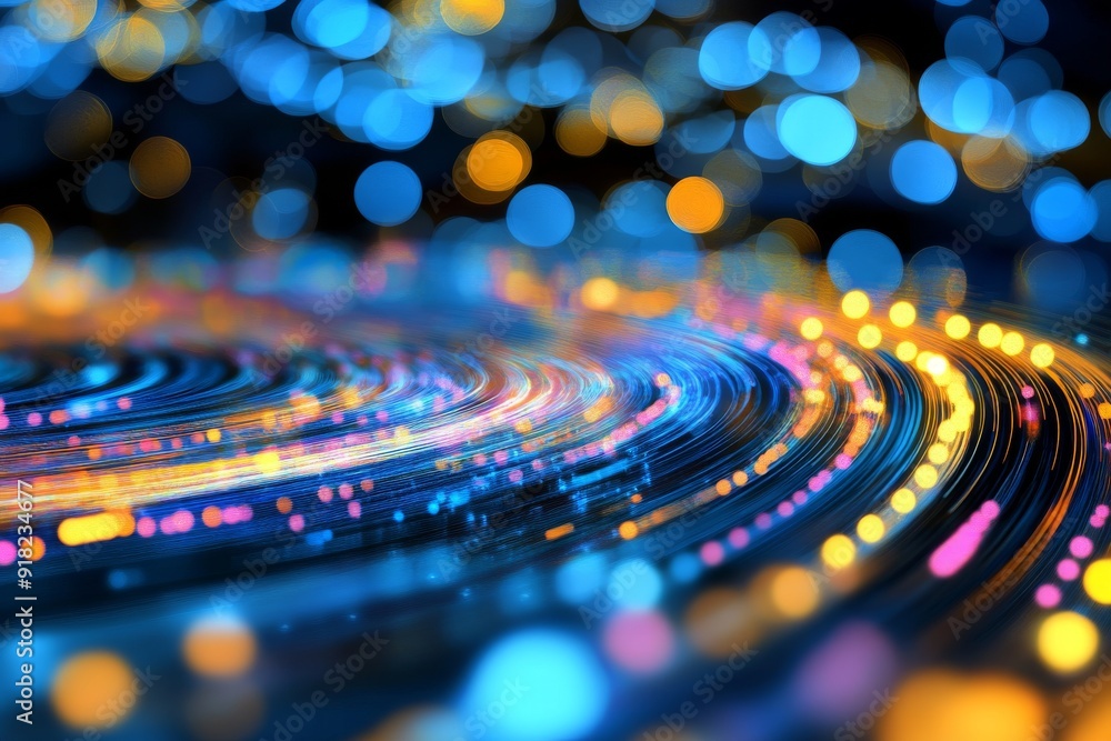Aufkleber digital background with colorful neon lights and bokeh