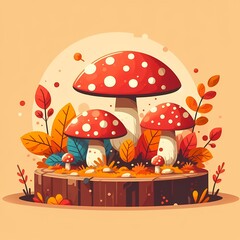 Obraz premium Autumn Illustrations with Mushrooms