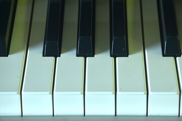 piano keyboard in house with shadow background and texture