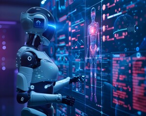 Futuristic AI Assisted Healthcare with Personalized Treatment Plans Concept