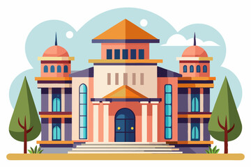 Fototapeta premium A Large, Modern, and Colorful Mansion with a Lush Lawn