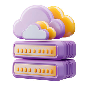 3d cloud server illustration 3d icon yellow & purple icons set for app design png cloud computing 3d icon