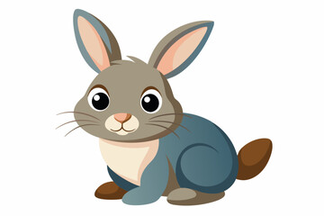 Obraz premium Cartoon Grey Bunny Sitting with Big Eyes
