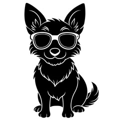  A cute dog wearing sunglasses with white background