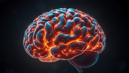 detailed illustration of a brain with intricate glowing circuitry set against a dark background with faint stars emphasizing the advanced complexity of mental functions