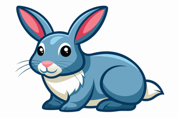 Obraz premium Cartoon Illustration of a Blue Bunny with Pink Ears