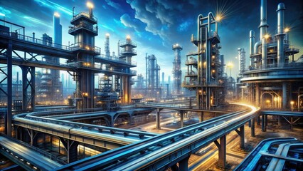 Futuristic engineering infrastructure with intricate technological complexity, futuristic, technology