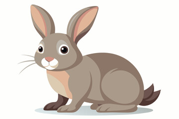 Fototapeta premium A Cute Cartoon Gray Rabbit Sitting on White Background
