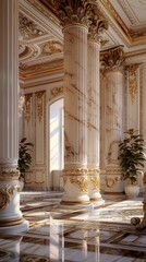 Naklejka premium Elegant Corinthian Column Interior Design. Classical Elegance concept