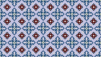 Gometric floral seamless pattern on light blue background