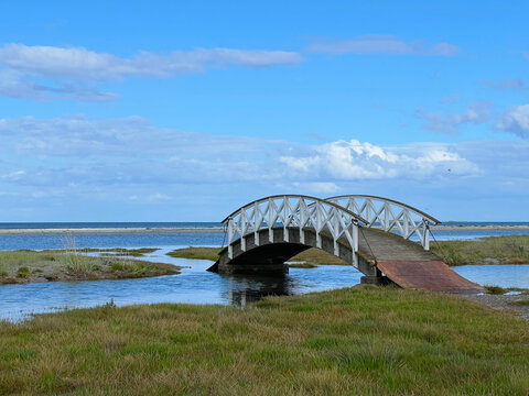 A little bridge on the shore of the Kattegat strait in Frederikshavn, Denmark