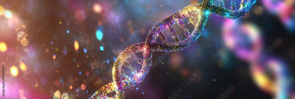 Poster dna double helix abstract background - a vibrant abstract image representing the concept of dna, gen