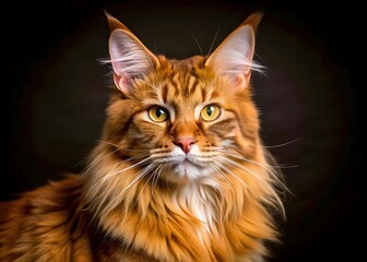 Maine coon cat  isolated on black background AI generated