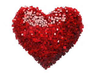 Pixelated Red Heart with Black Border