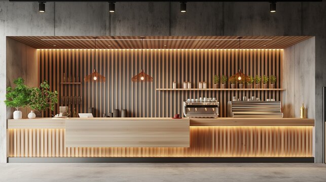 Modern cafe interior with eating tables and chairs