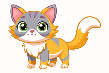 Fototapeta premium Adorable Cartoon Cat with Green Eyes and Orange Fur