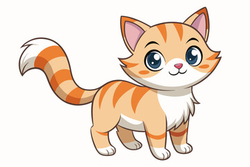 Obraz premium Cute Cartoon Orange Tabby Cat with Big Blue Eyes
