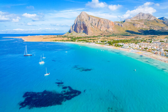 San Vito lo Capo beach and Monte Monaco in peak in north-western Sicily.