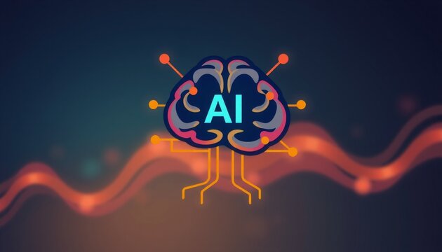 innovative logo for education stylized brain with ai circuits centered vibrant colors suggest creativity warm hues imply accessibility symbolizing the connection between hu