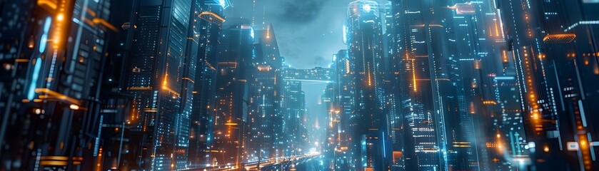 Futuristic AI Driven Cityscape with Smart Transportation and Infrastructure