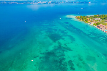 Rocca Scaligera Castle in Sirmione Lake Garda, Italy. Lago di garda