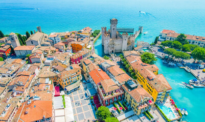 Rocca Scaligera Castle in Sirmione Lake Garda, Italy. Lago di garda