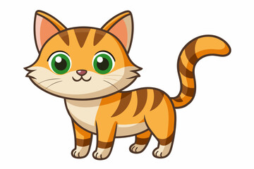 Fototapeta premium Cartoon Illustration of a Cute Orange Tabby Cat with Green Eyes