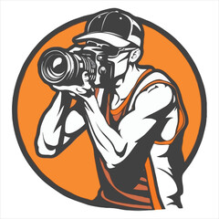  logo for a photographer, minimalism, cartoon style, vector illustration, black on white