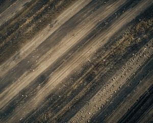 Fields scratched by plows ready for planting