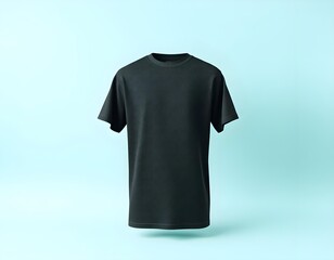 black shirt mockup isolated on gradient blue background create with ai