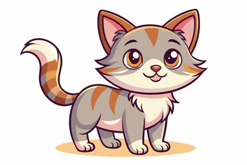 Obraz premium Adorable Cartoon Cat with Orange Stripes and Big Eyes