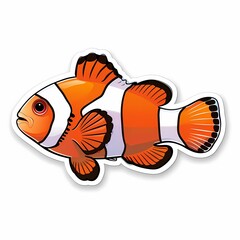 A vibrant illustration of a clownfish with vivid orange and white stripes, capturing underwater life.