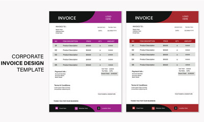 Creative and clean corporate business invoice template
design