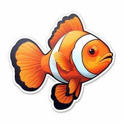 A vibrant illustration of a clownfish with vivid orange and white stripes, capturing underwater life.