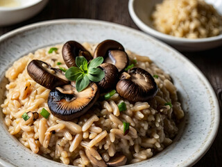 Fototapeta premium a delicious italian risotto with mushroom 