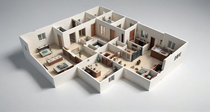 3d render of a house with windows