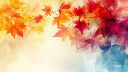 Watercolor Style Abstract Autumn Leaves Background.