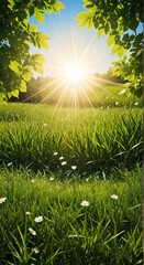 sun shining through the grass