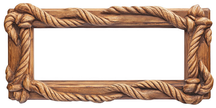 Rectangular Wooden Frame with Rope Detailing