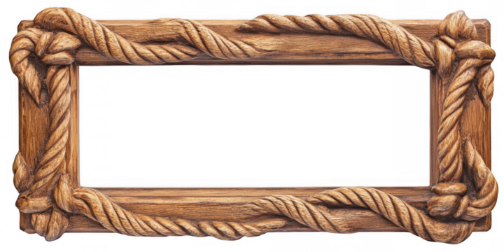 Rectangular Wooden Frame with Rope Detailing