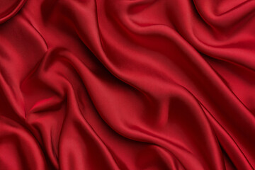 Obraz premium エレガントな赤いのシルク生地の背景、滑らかで豪華な質感。コピースペースまたはテキストスペースのある背景用画像