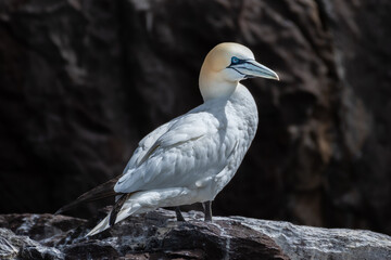Nesting Seabirds Northern Gannets (Morus Bassanus) On Island Bass Rock In The Atlantic Ocean Of Firth of Forth At North Berwick Near Edinburgh In Scotland