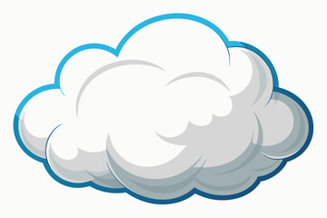 Cartoon Cloud with Blue Outline